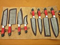 custom handmade damascus steel kitchen knives set