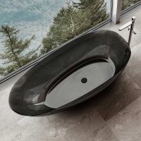 Promotional Specials Black Freestanding Solid Surface Clear Resin Transparent Bathtub Xa-8866t