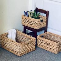 Square Drawer Water Hyacinth Basket, Eco friendly Cabinet Storage Baskets Natural Wicker Basket