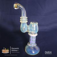 Cane Shaped Glass Smoking Bubbler with blue fumes