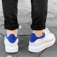 High Sole Sneakers White And Blue