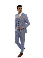 SUIT PARK NAVY STRIPED 3 PIECES LIGHT BLUE SUIT