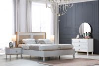 Bedroom Furniture Set soft solid white luxury storage bedroom set with wardrobe bedside table bed with base 5 set