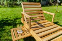 Wooden Sun Lounge  With Extendable Table