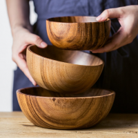 handmade wooden salad bowl - Wooden Bowl Natural Wood Rice Noodle Soup Bowl (0084587176063) 