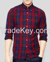 Blue Red Plaid Shirt for Men: Contact Flannel Clothing