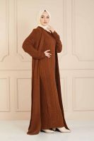  2 Pieces Woman Dress Knitted Suit, Long Cardigan and Maxi dress Muslim Fashion Islamic Winter Clothing Turkey