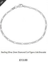 Sterling Silver 2mm Diamond Cut Figaro Link Bracelet