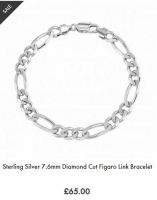 Sterling Silver 7.6mm Diamond Cut Figaro Link Bracelet