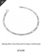 Sterling Silver 3mm Diamond Cut Figaro Link Bracelet
