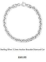 Sterling Silver 5.5mm Anchor Bracelet Diamond Cut
