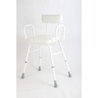 Kitchen Stool, Height Adjustable Stool with Handlebars, Seat Cushions and Backrest