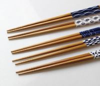 Non Slip Chopsticks Made of Bamboo Japanese Traditional Pattern 22.5cm 5 PCS Set Made in Japan