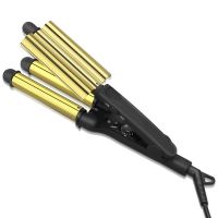 Home use new three ceramic Ionic big wave automatic LCD curling iron with triple barrel waver hair curler