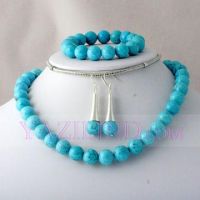 Turquoise Blue Ball Jewelry Set