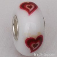 White Murano Baked Glass Bead