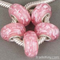 Pink Flower Glass Bead