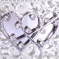 fashion stainless steel crystal heart love cuff bracelet jewelry char