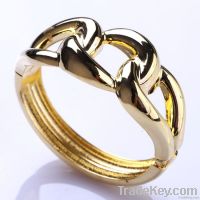 fashion Elegant Gold Plated Braided Hollow flat Cuff Bracelet New jew