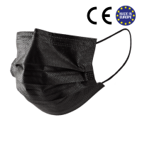 Medical 3 ply masks. BLACK. These are strongly certified by EU.