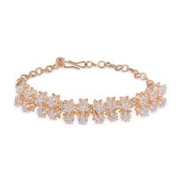 Crystal CZ Floral Chain Link Bracelet Jewelry for Women Girls Brides Bridesmaid