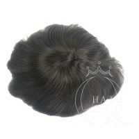 Middle Lace Around Clear Pu Toupee Heavy Density Black Color  32mm Wave 