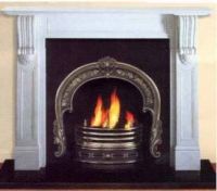 fireplace: marble fireplace frame,cast iron insert,accessory