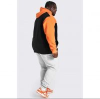 Orange/black Men's Panel Design Hoodies