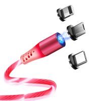 Free Logo Laser 360 Degree Swivel LED Glowing Light Magnetic Phone Charging Cable 2A Charging
