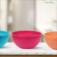 Appollo houseware Premio 1200ml Bowl (medium) high quality light weight easy to handle durable kitchen bowls 1200ml plastic bowls for mixing and serving table bowl, unbreakable reusable bowl