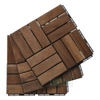 12 slat Acacia wood interlocking deck tiles with pack of 10pcs