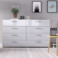  Wide Chest of 8 Drawers (4+4) in Oak with Whit