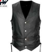 Wholesale Custom Leather Jackets For Men High Quality Biker Men's Vest