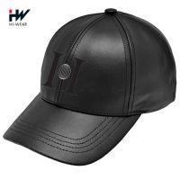 BLACK GENUINE LEATHER BASEBALL CAP HAT CAPS HATS ADJUSTABLE