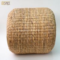 Scandinavian Round Shape Woven Hyacinth Garden Stool With Natural Color ODM/OEM service