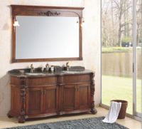 wooden bathroom cabinet with glass vanity
