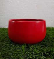 Round Metal Bowl Planter (Red)