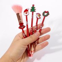 In Stock Portable 5pcs Wholesale Cosmetic Brushes Tool Kit Foundation Eyeshadow Christmas Gift Makeup Brushes Set with Bag