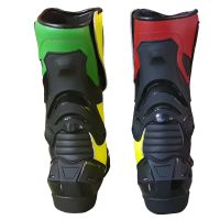 Technicolor Racing Motorcycle Boots Long Ankle Boot Motorbike Technicolor Leather