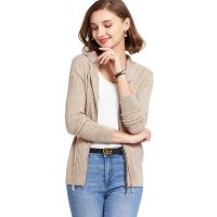 Casual Long Sleeve Autumn  Sexy Cropped Tops Knitting Fashion Ribbed Zip-up Cardigans hooded Sweater