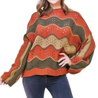 Customize fall winter crew neck girls jacquard knit sweaters suit cotton women&apos;s plus size swea