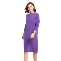 Autumn and winter Women Clothing sweater Highly Customized Wholesale Rib purple Knit Women Dress