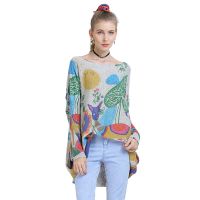 Wholesale custom fall winter ladies loose large size knit sweater Jacquard design bat hip Woman&apos