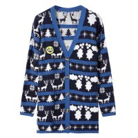 Custom Fall winter fashion Long Sleeve Knitted tops Coat Christmas sweater Geometric Print Women Car