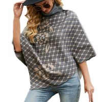 2021 Autumn and winter new European and American Lapel flower cloak shawl sweater coat
