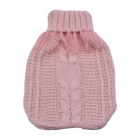 Plush knitting  factory manufacture OEM design acrylic  2L large cable with fringe hot water bottle 