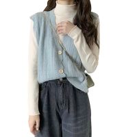Wholesale custom High Quality Spring Autumn knit V-neck Sleeveless With ruffles Women Ladies Vest sw