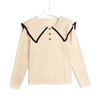 Factory direct autumn new knitted bottoming sweater turn-down collar women top short sweater for wom