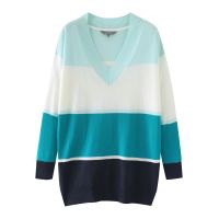 Wholesale Fashion plus size Knitted jumper OEM Recycled Organic Cotton sweater V-neck Women&amp;apos;s s