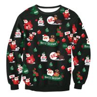 Women Pullover Unisex Ugly Christmas Coat Factory cartoon Santa Claus printing jumper plus size wome